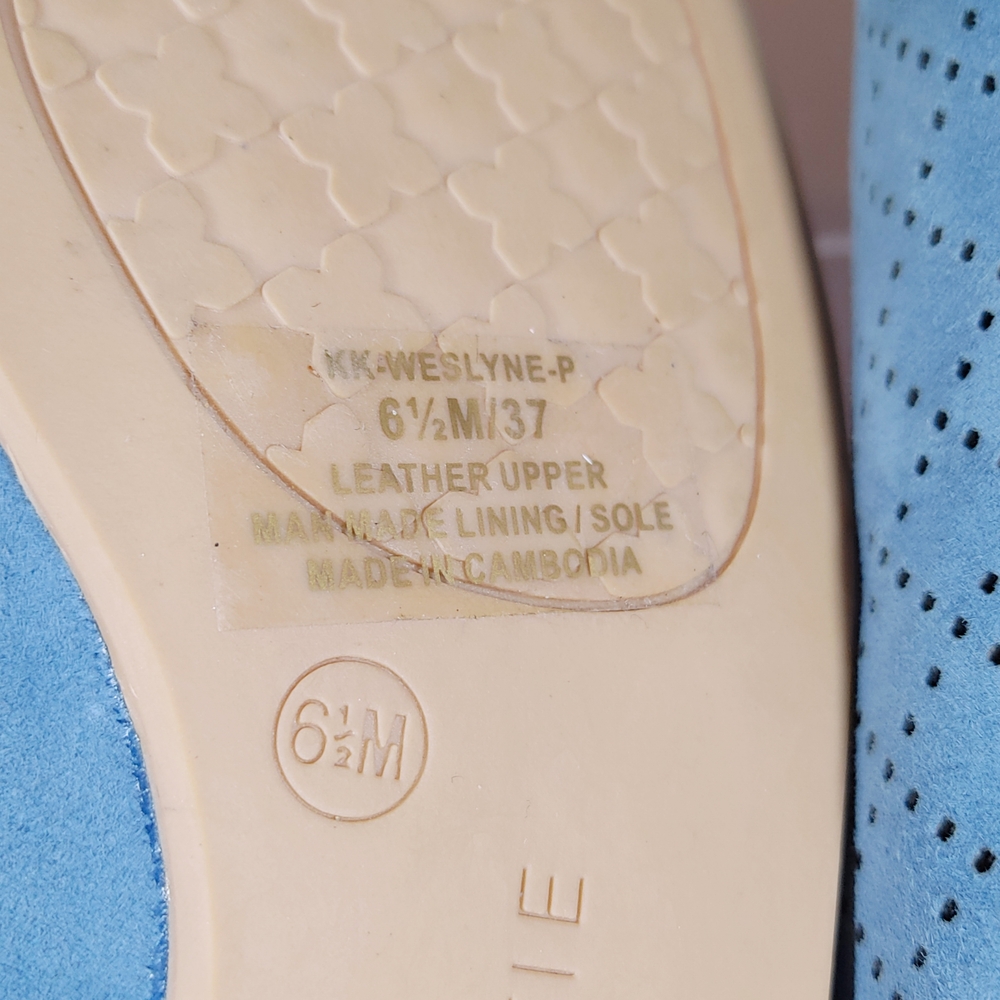 Kelly & Katie Shoe 6.5 M Weslyne Perforated Slip On Soft Blue Whimsy Ballet Flat
